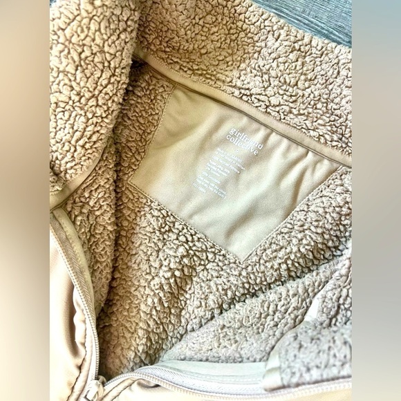 Girlfriend Collective Mushroom Everyone Half-Zip Fleece 9 Teddy Pullover Tan 3XL - Picture 7 of 9